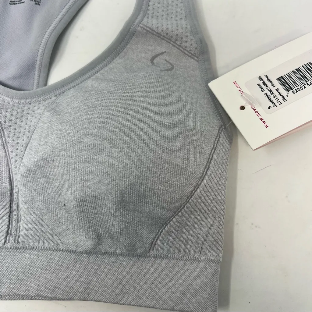 Moving Comfort JustRight Racer sports bra in sterling heather size S Small NWT - Image 2