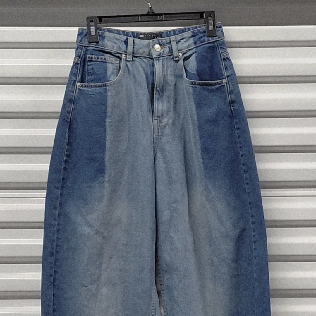 ASOS Design Womens 4 Two Tone Barrel Jeans Blue High Waist Wide Leg Y2K Retro - Image 4