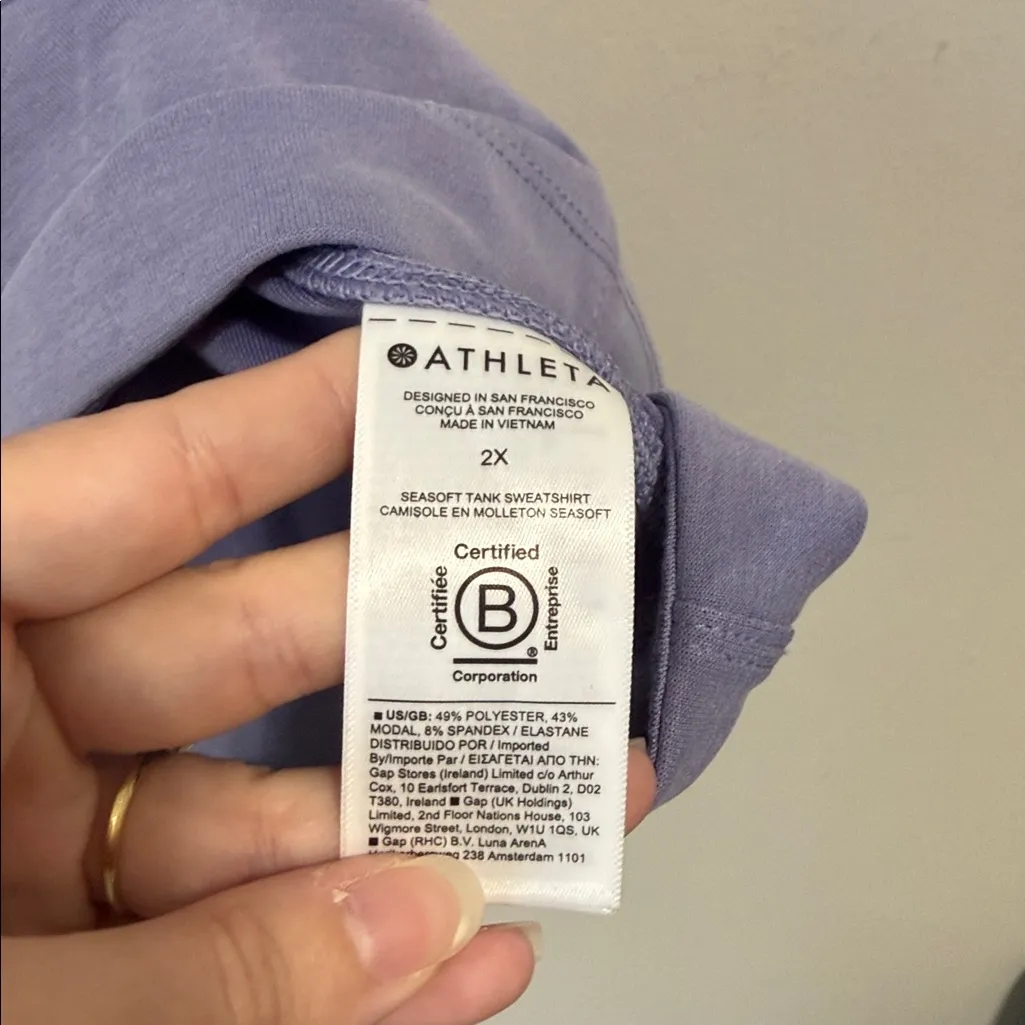 Athleta Seasoft Sweatshirt Tank Top Purple Size 2X - Image 4
