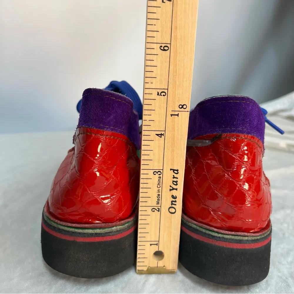 Art deco painted shoes Soletech size 6 green, pink, purple, red oil resistant Green - Image 4