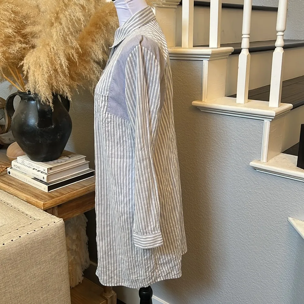 CAbi Button Down Striped Long Sleeve Shirt Dress Size Medium - Image 5