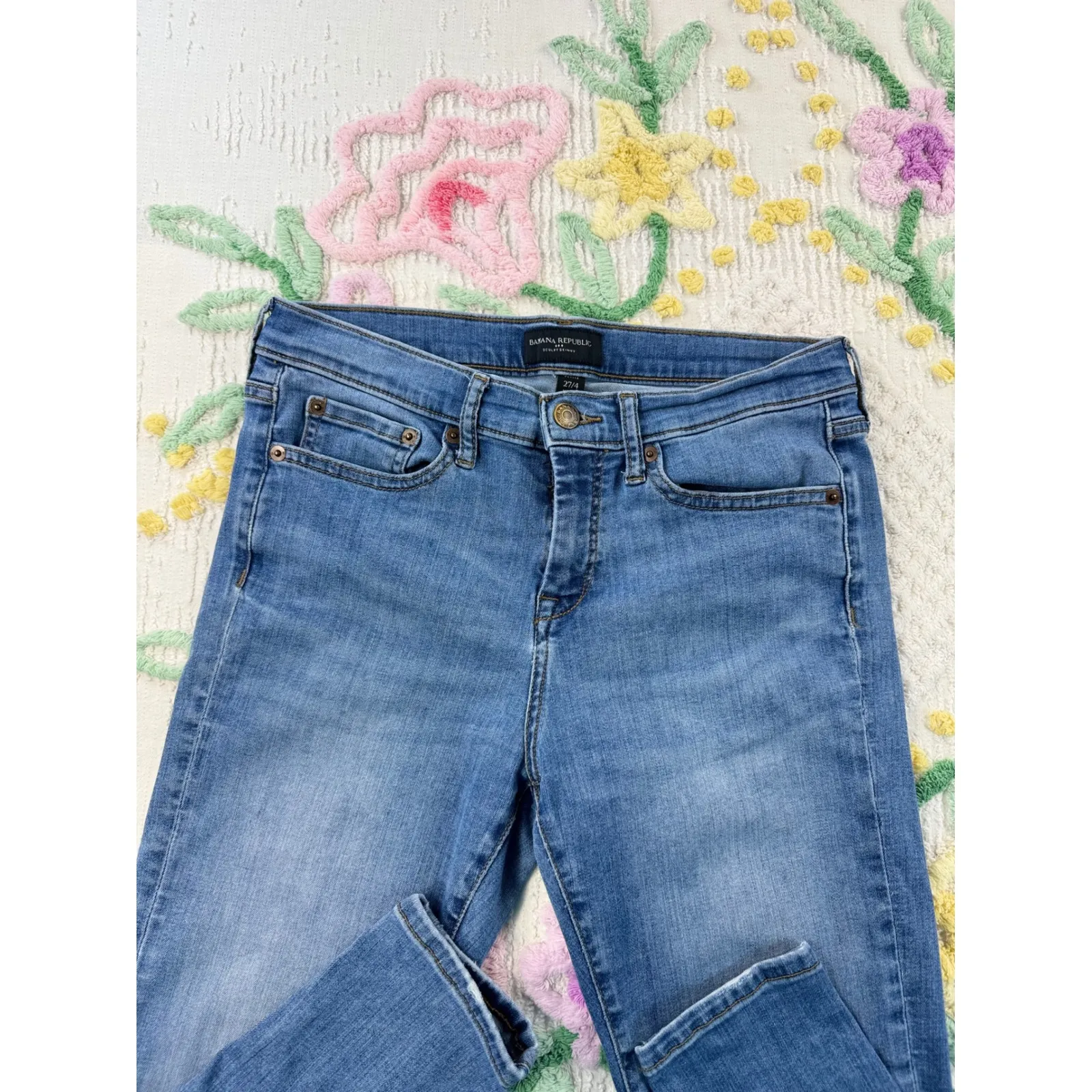 Banana Republic Sculpt Skinny Petite Jeans Medium Wash Size 27x4 - Image 3