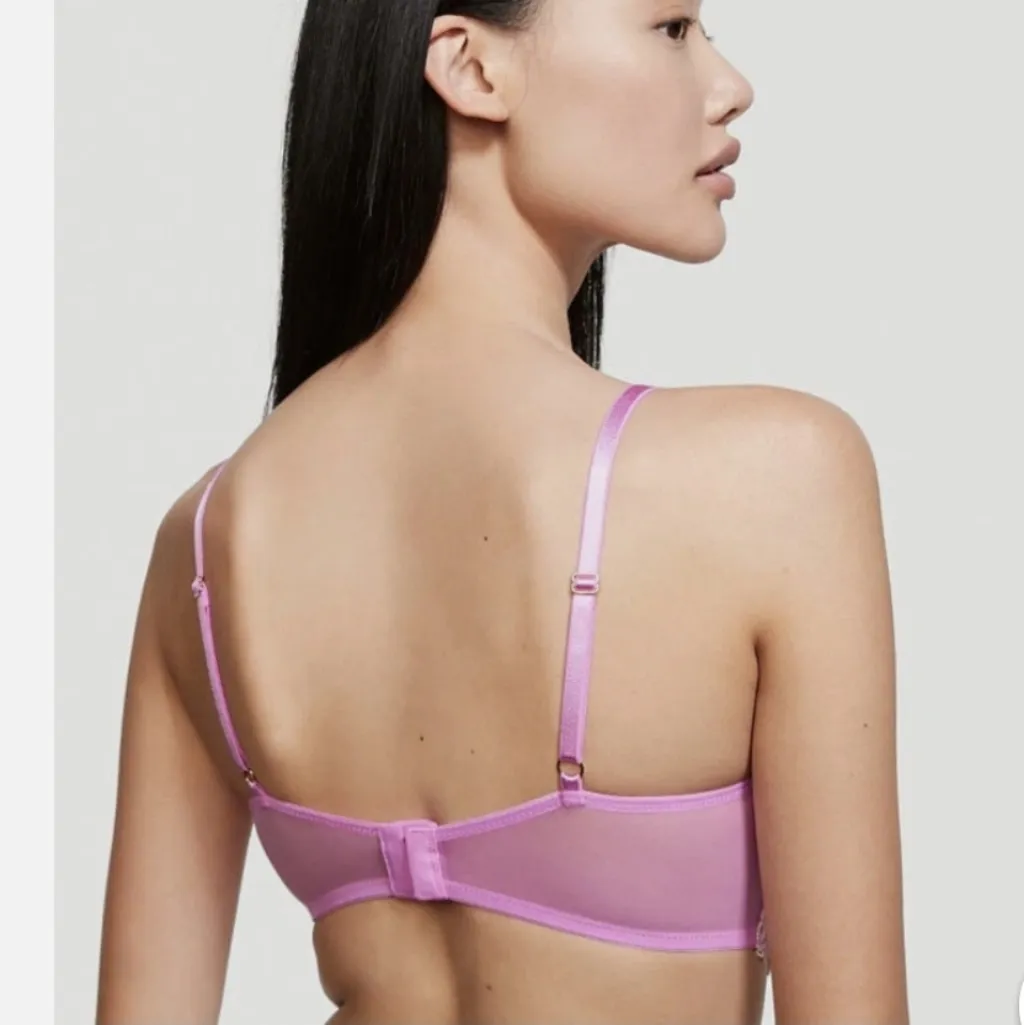 Victoria's Secret LUXE LINGERIE Embroidered Bra Size 36DD  BerryGel Stripe Pink - Image 2