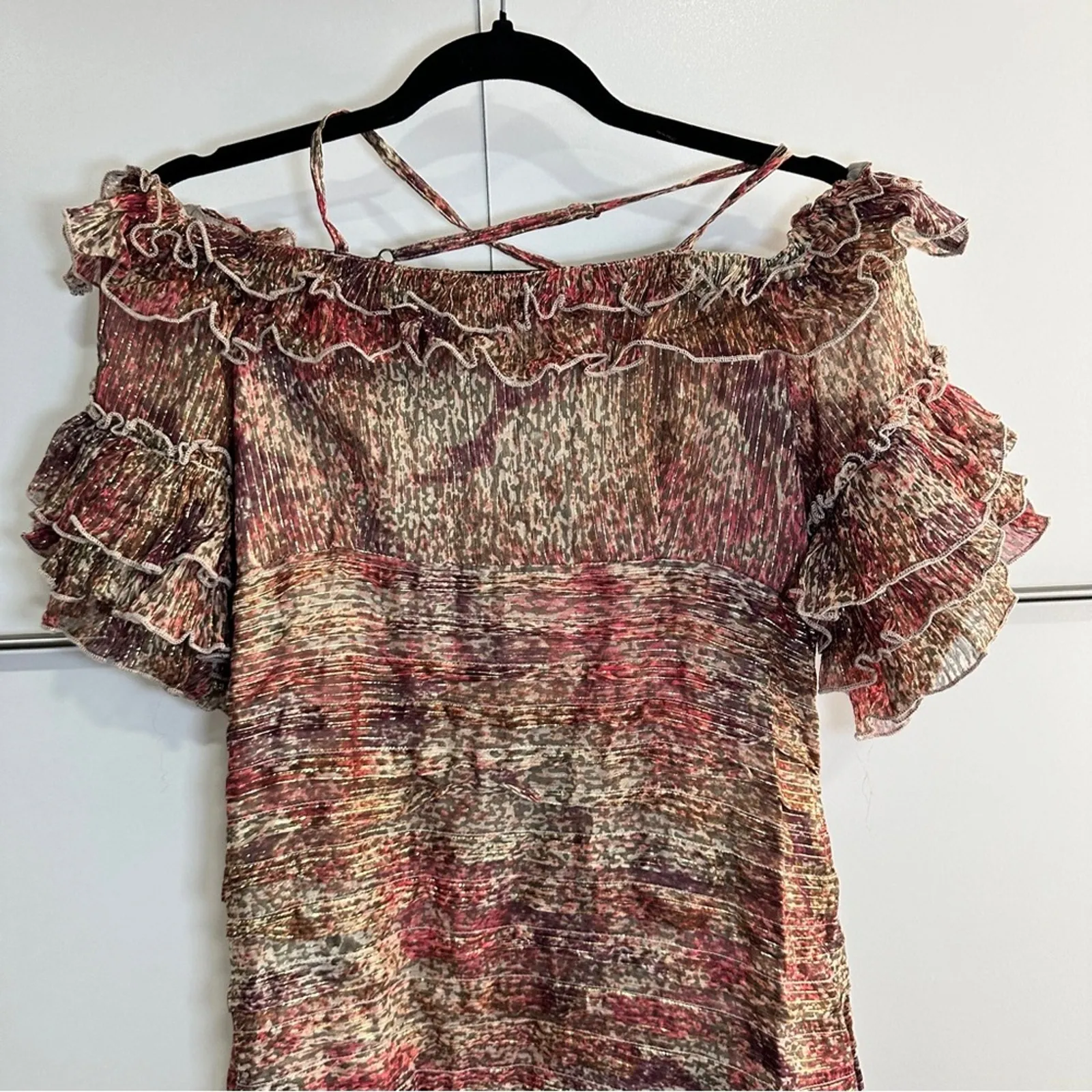 Raga Size S Romantic Gold Tan Mini Dress Cocktail Wedding Resort Rocco New - Image 12