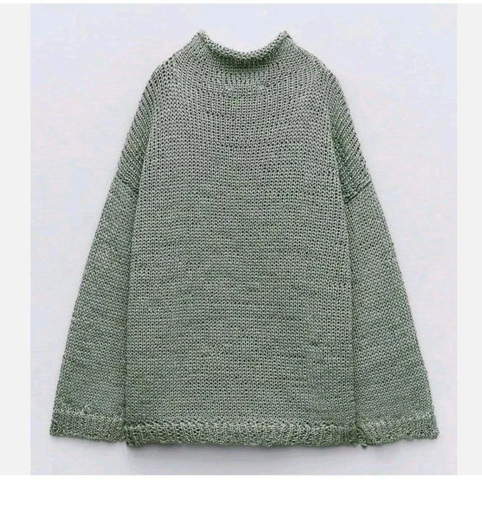 NWT Zara Open Knit Sweater  Mint Sage Sheer Drop Shoulder Slouchy Bloggers Fave - Image 5