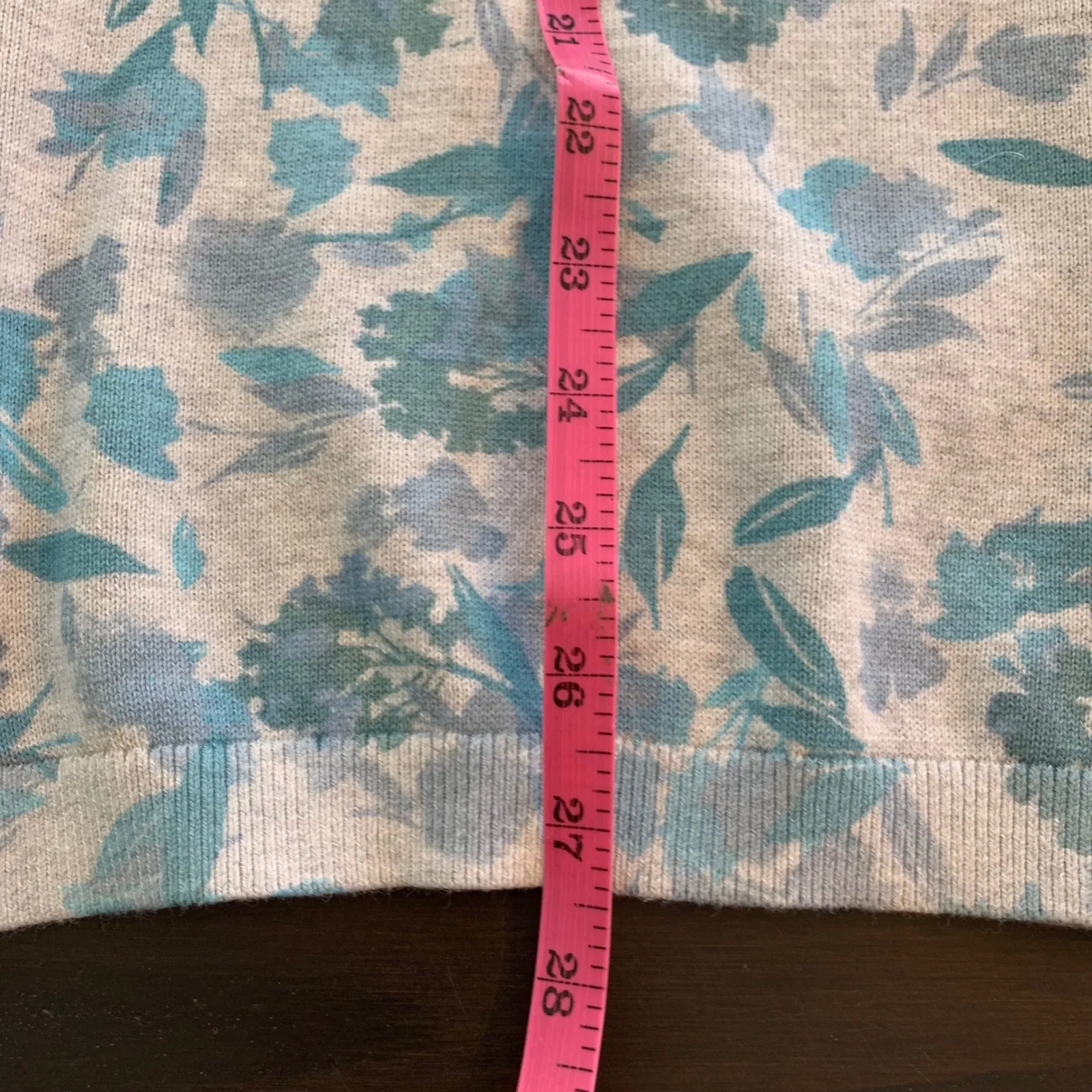 LL Bean Supima Cotton Floral Cardigan Sweater Women's Size M Light Blue Gray Size M - Image 10