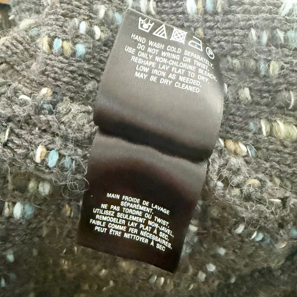 MOTH x ANTHROPOLOGIE | Keavy Jacquard Jacket Sweater Greens Blues Grays | Medium Blue - Image 10