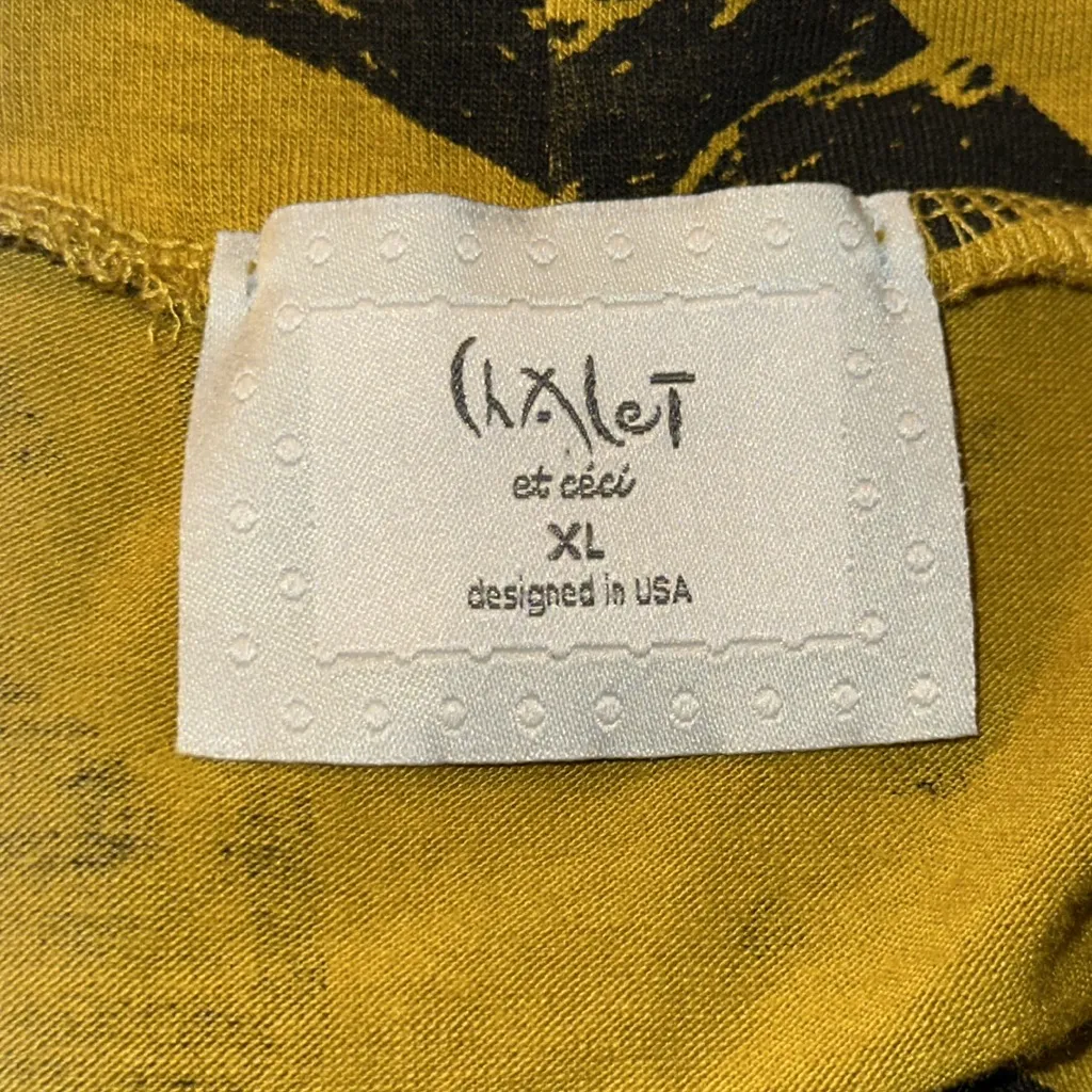 Chalet Et Ceci Zipper‎ Front Olive Green Black Abstract Print Tunic Mock Neck XL - Image 10