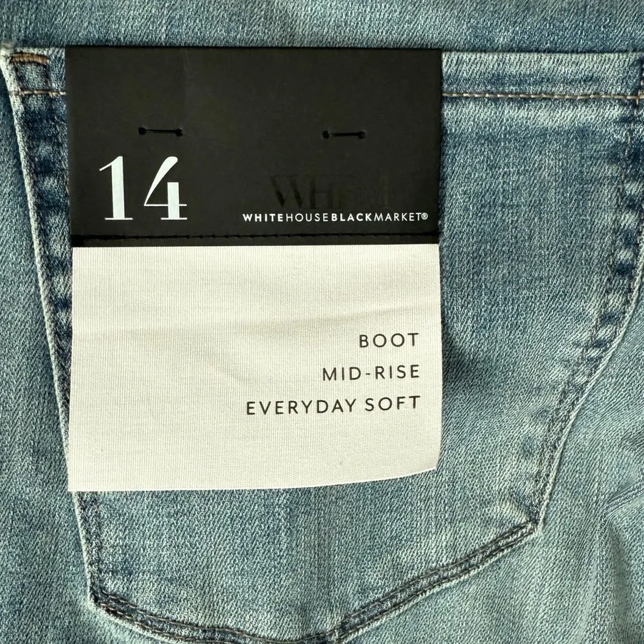 White House Black Market Plus Mid-Rise‎ Everyday Soft Bootcut Jeans Blue Size 14 - Image 9