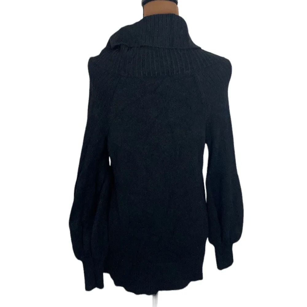 Anthropologie Paloma Cowl neck plush oversized balloon sleeve sweater black sz S - Image 3