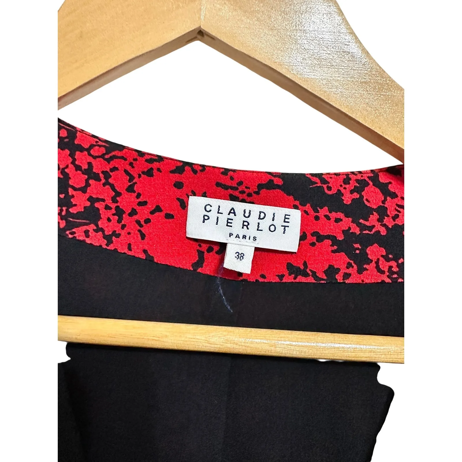 Claudie Pierlot Paris resise crepe midi‎ dress print fonced Print Wrap Dress 38 Red Size 6 - Image 4