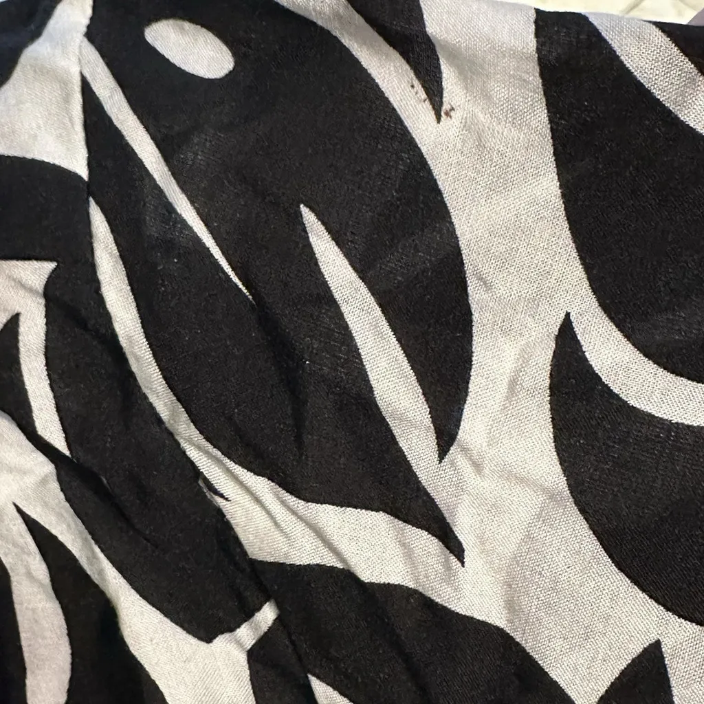 Mikoh Swim Coverup Dress Monstera V Neck Beach Cruise Rayon 3 L/XL Black White - Image 5