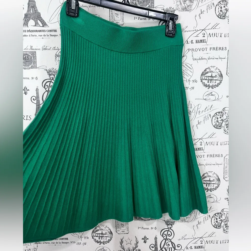 Ann Taylor Green Sweater Pleated Midi Skirt with wide waist band size SP - Image 4