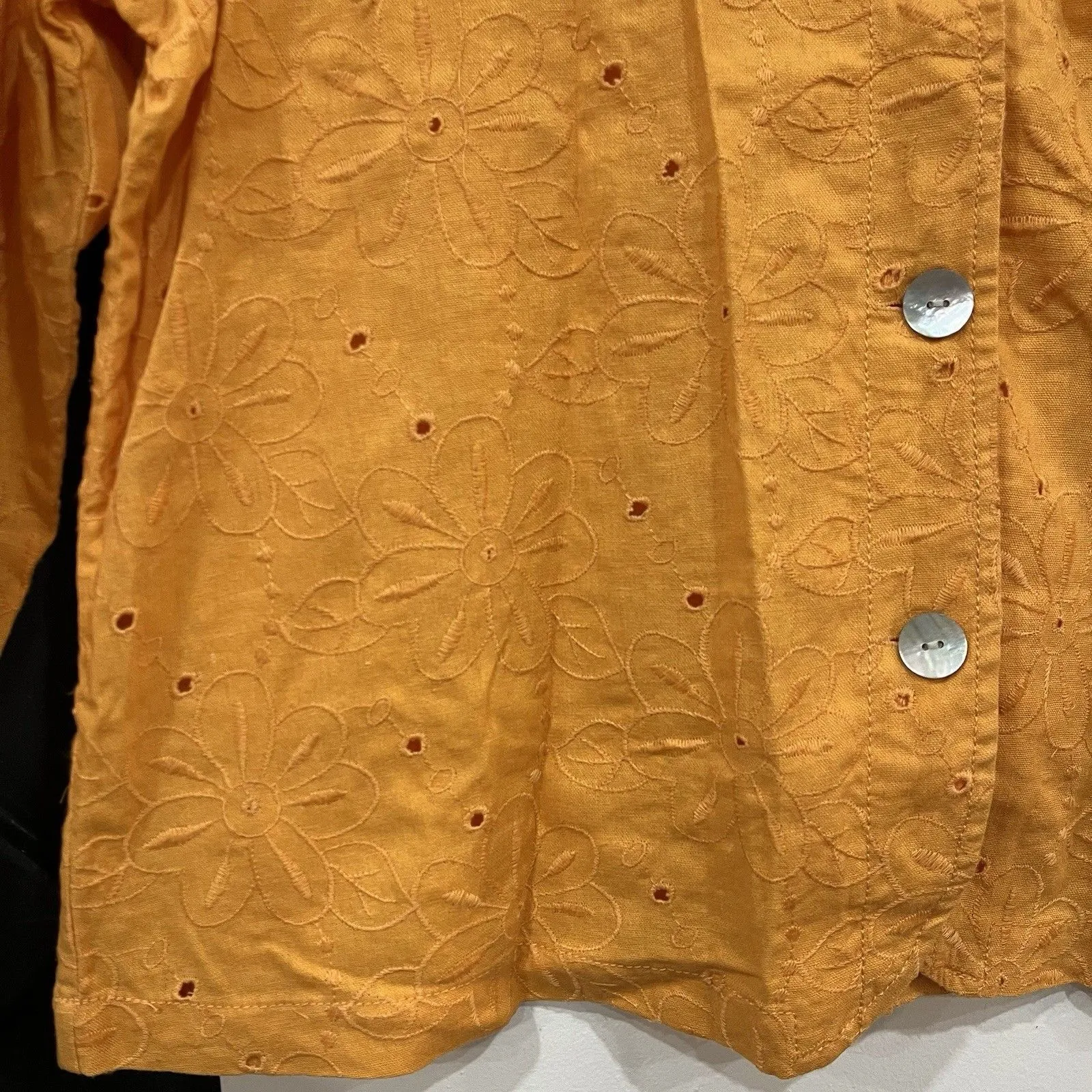 NWT Additions By Chico’s Orange Amici Eyelet Jacket Size 3/ XL Linen Blend - Image 3