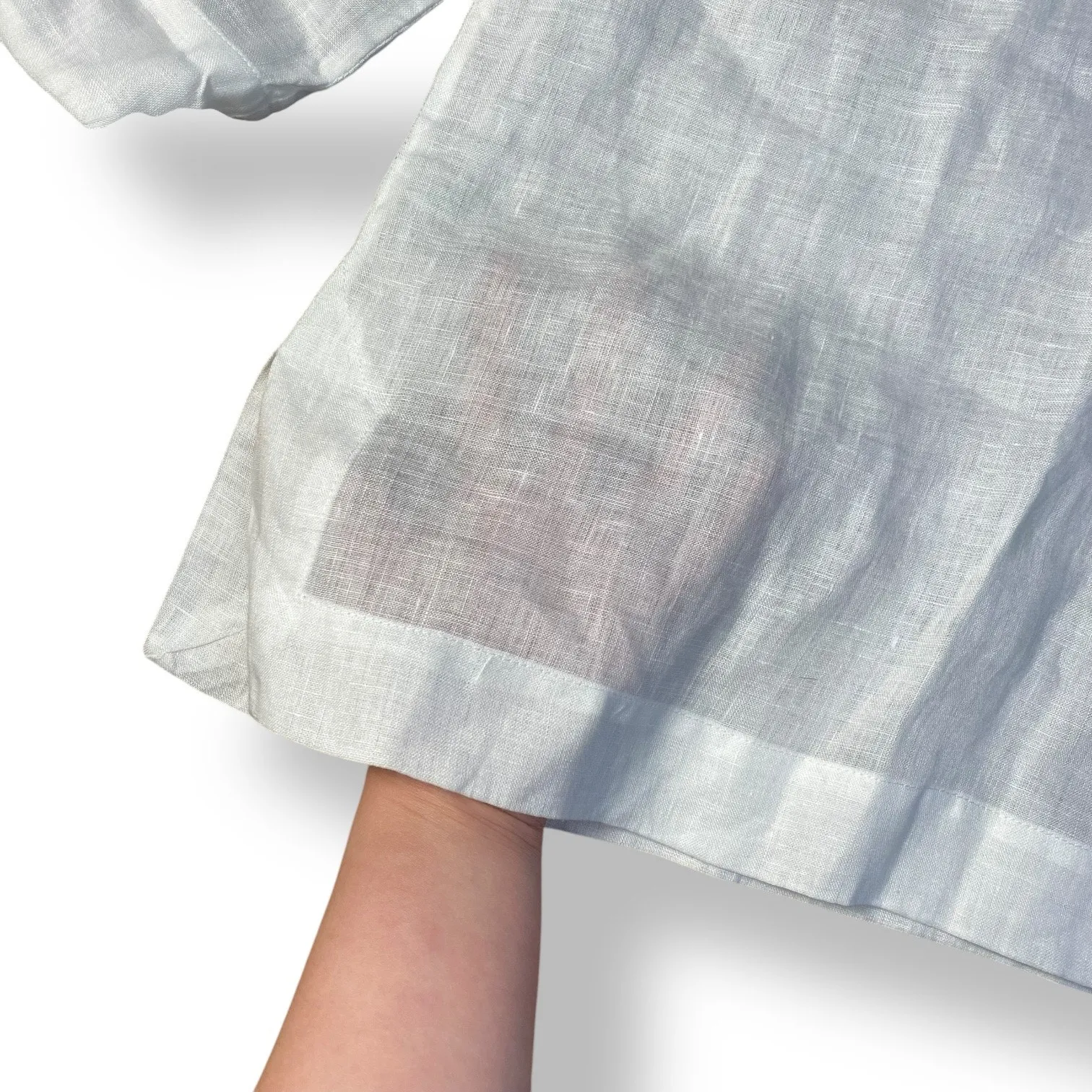 Lilly Pulitzer Amelia Island White Blue Linen Tunic‎ Top Size Small Coastal - Image 6