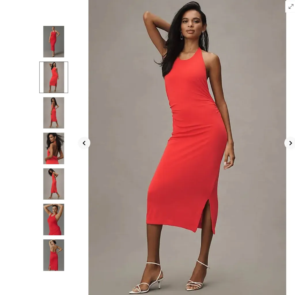 Slinky Knit Halter Dress by Anthropologie in Red, Size: XS