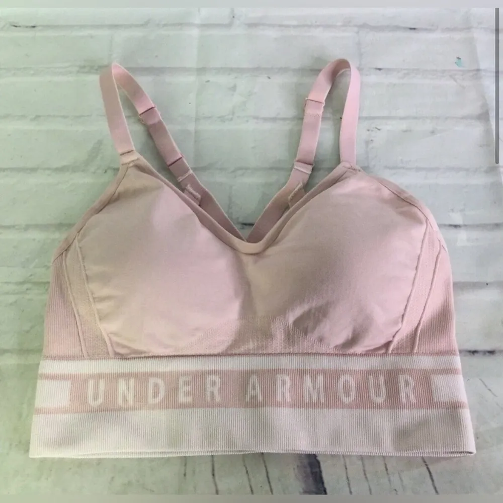 Under Armour Seamless Longline Sport Bra Pink Sz M - Image 2