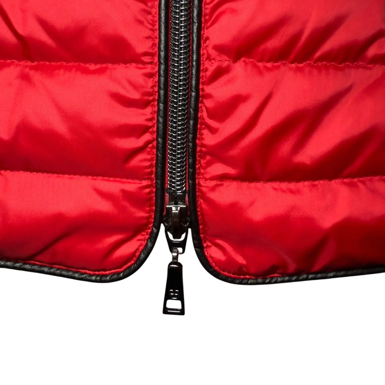 Basler Swiss Designer Down Puffer Cherry Red Old Money Quiet Luxury Faux Fur 38 Size 6 - Image 5