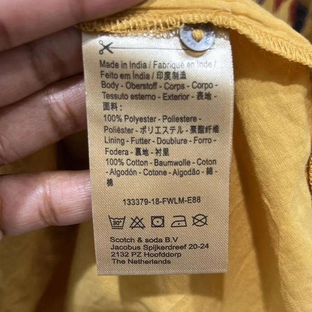 Maison Scotch & Soda Gold Metallic Floral Long Sleeve Dress Sz XS - Image 5