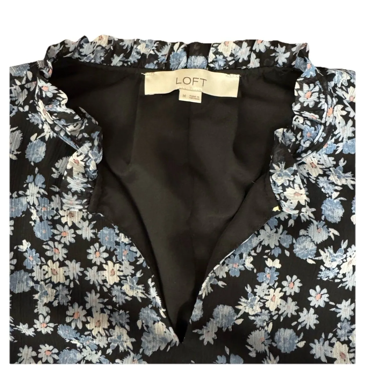 Chic Loft SzM Floral Print Preppy Chiffon Ruffle Sleeves Maxi Dress Cottage Core - Image 6