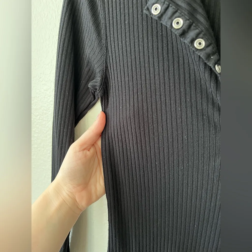 Buffalo David Bitton Faye Solid Knit Button Down Midi Dress Black Women's Size S - Image 14