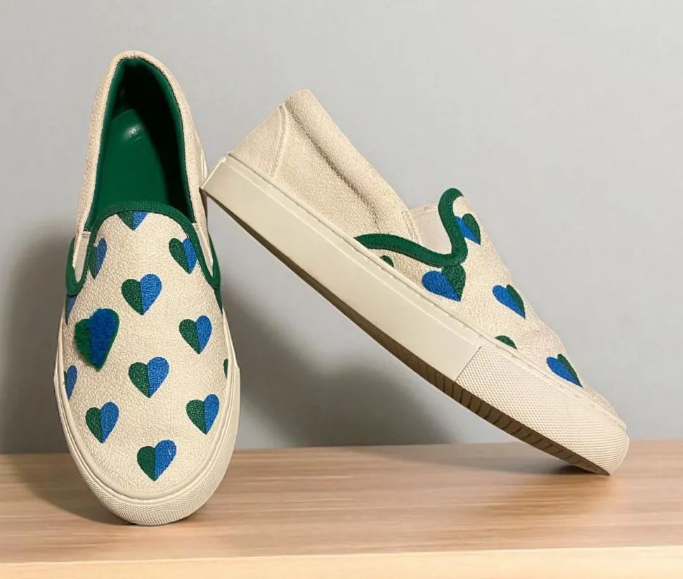 Tory Sport Slip On Sneaker Sailing Blue Mini Hearts White Size 7.5 - Image 1