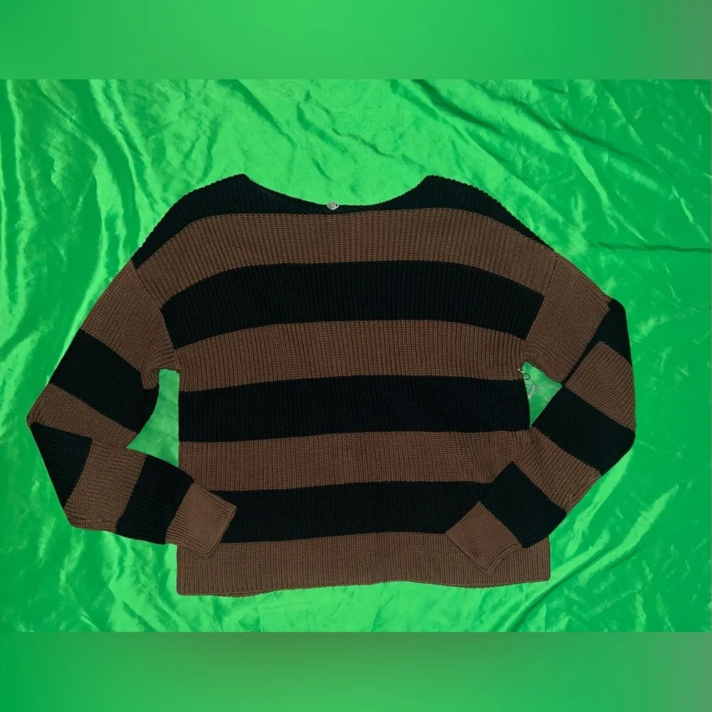 NWT Margaret O’Leary The Rugby Pullover Striped Sweater - Black and Brown size S - Image 2