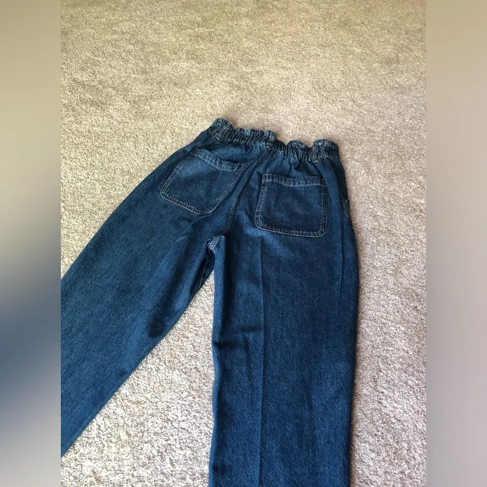 Mango MNG women High-Waist Straight Leg Slouchy Jeans Size US 12 ruffle back - Image 11