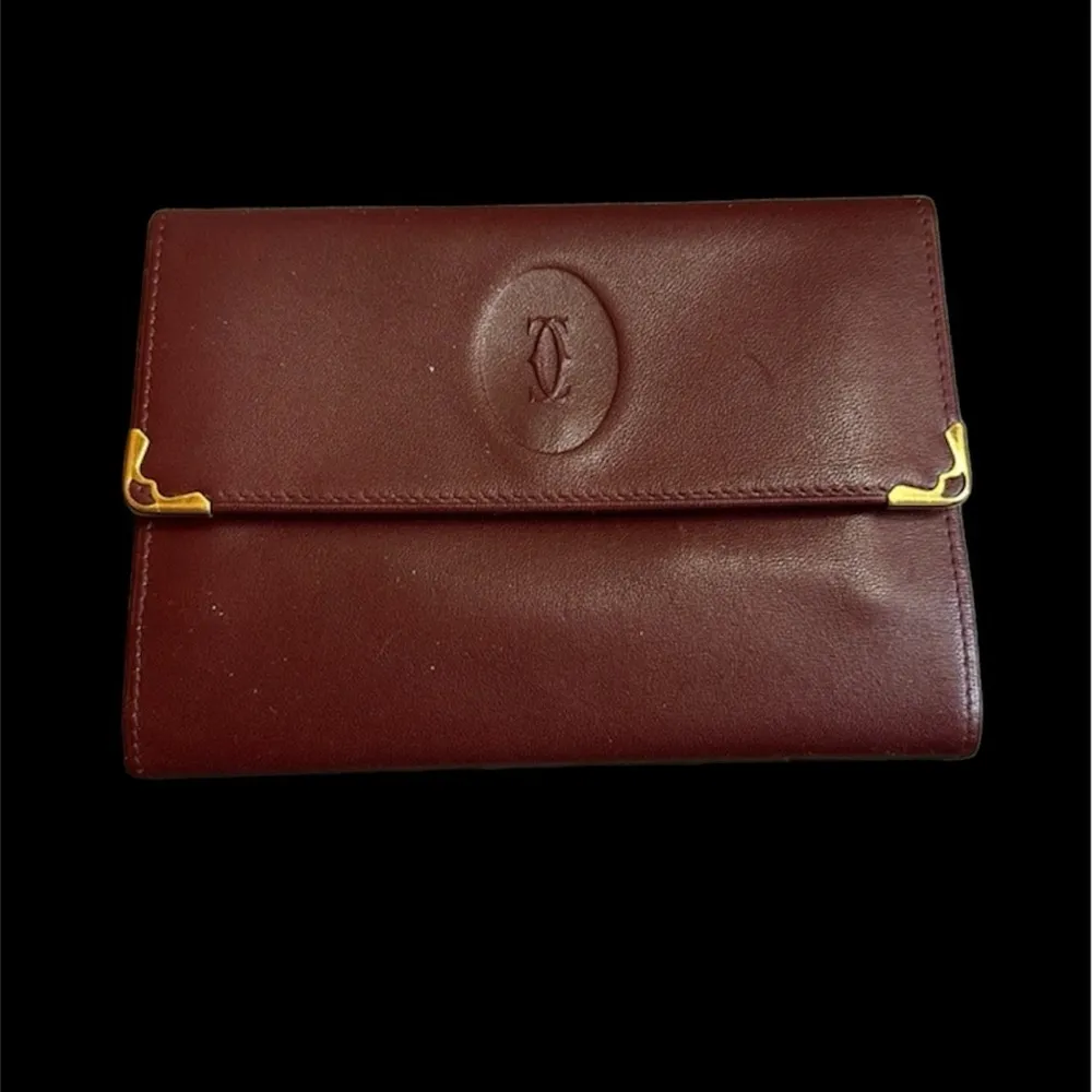 Cartier Paris  Burgandy Calfskin Vintage Wallet, Kisslock Coin Compartment. COA - Image 13