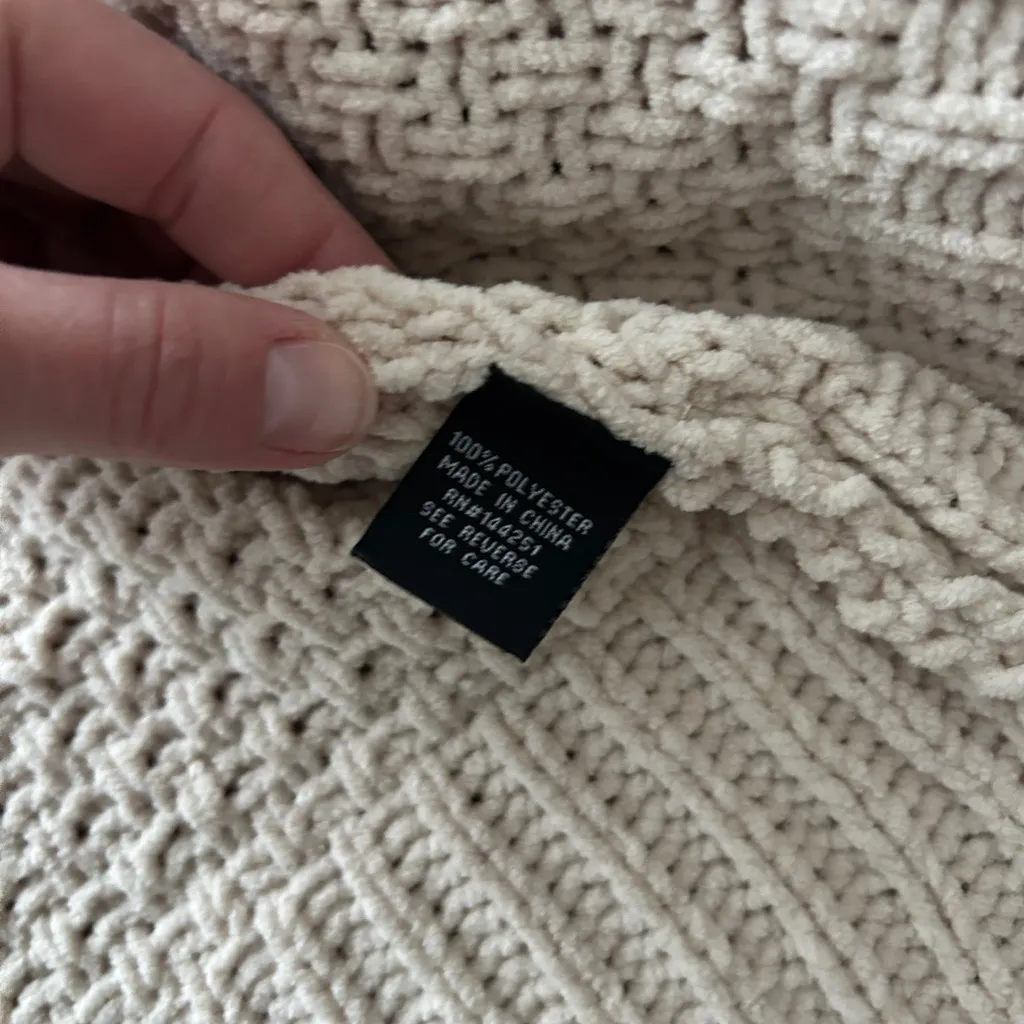 Moon & Madison Chunky Cable Knit Open Sweater Cardigan Women’s Large Cream Ivory White - Image 5