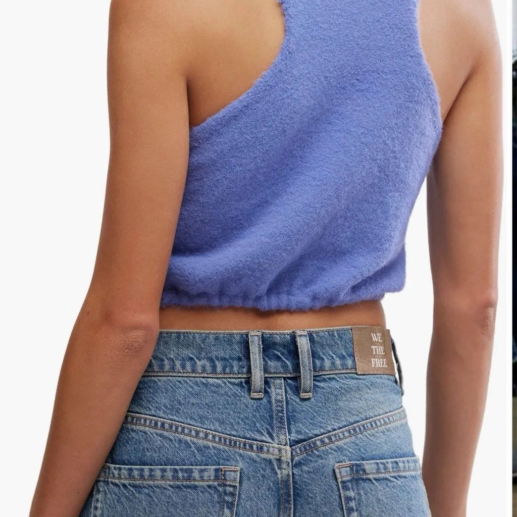 Free People warm fluff crop sweater tank Lavender Sleeveless Turtleneck - Image 5