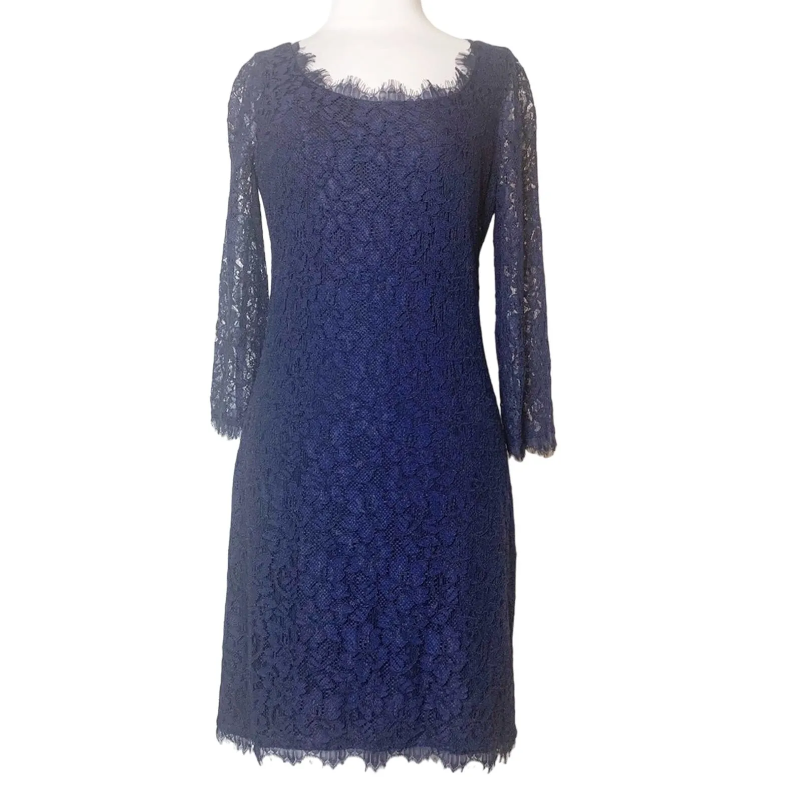 Diane Von Furstenberg Zarita lace dress navy blue sz 6 - Image 3