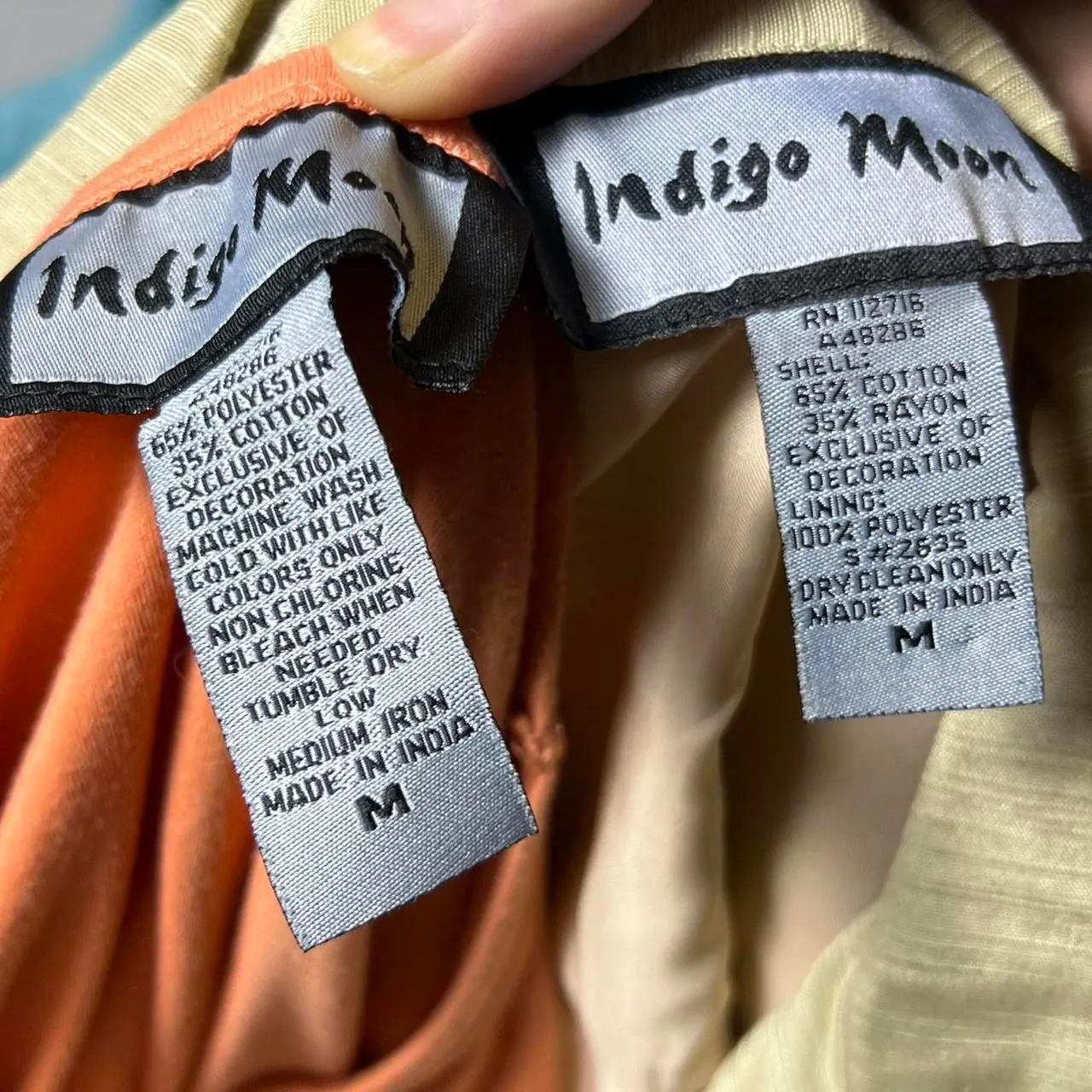 Vintage Indigo Moon Floral Art to Wear Set Size Medium floral sequins Orange - Image 8