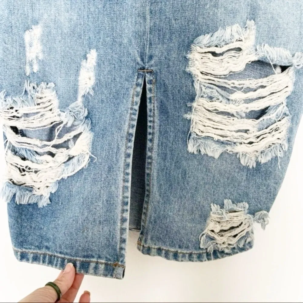 One Teaspoon Free denim Love Jean Skirt Distressed NEW - Image 9