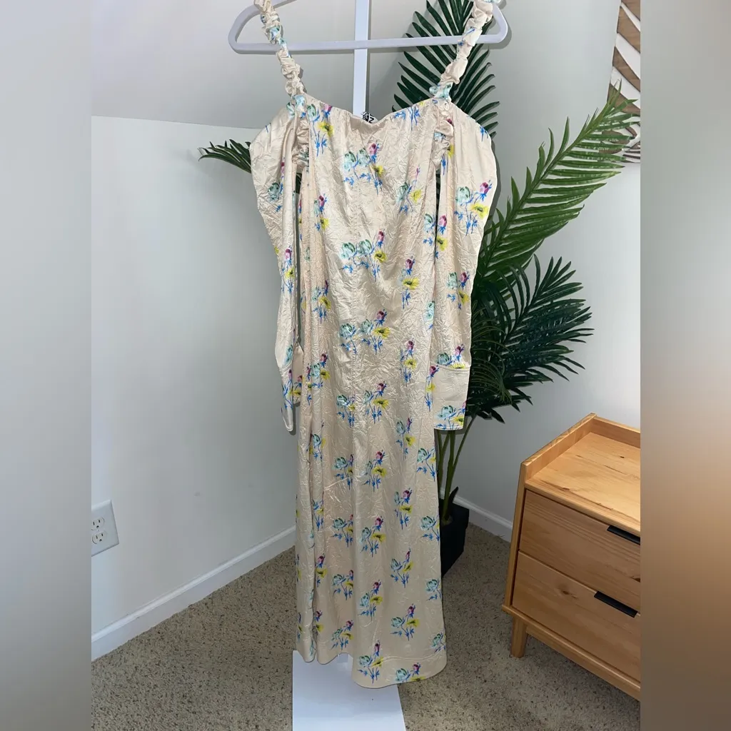 Ganni‎ Floral Satin Off-The-Shoulder Maxi Dress Size 6 (36) - Image 6
