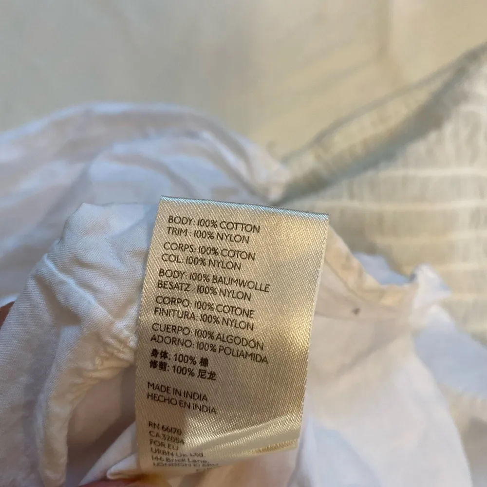 FREE PEOPLE Smocked Babydoll White Peasant Blouse XS Fairy Corset Boho Feminine - Image 5