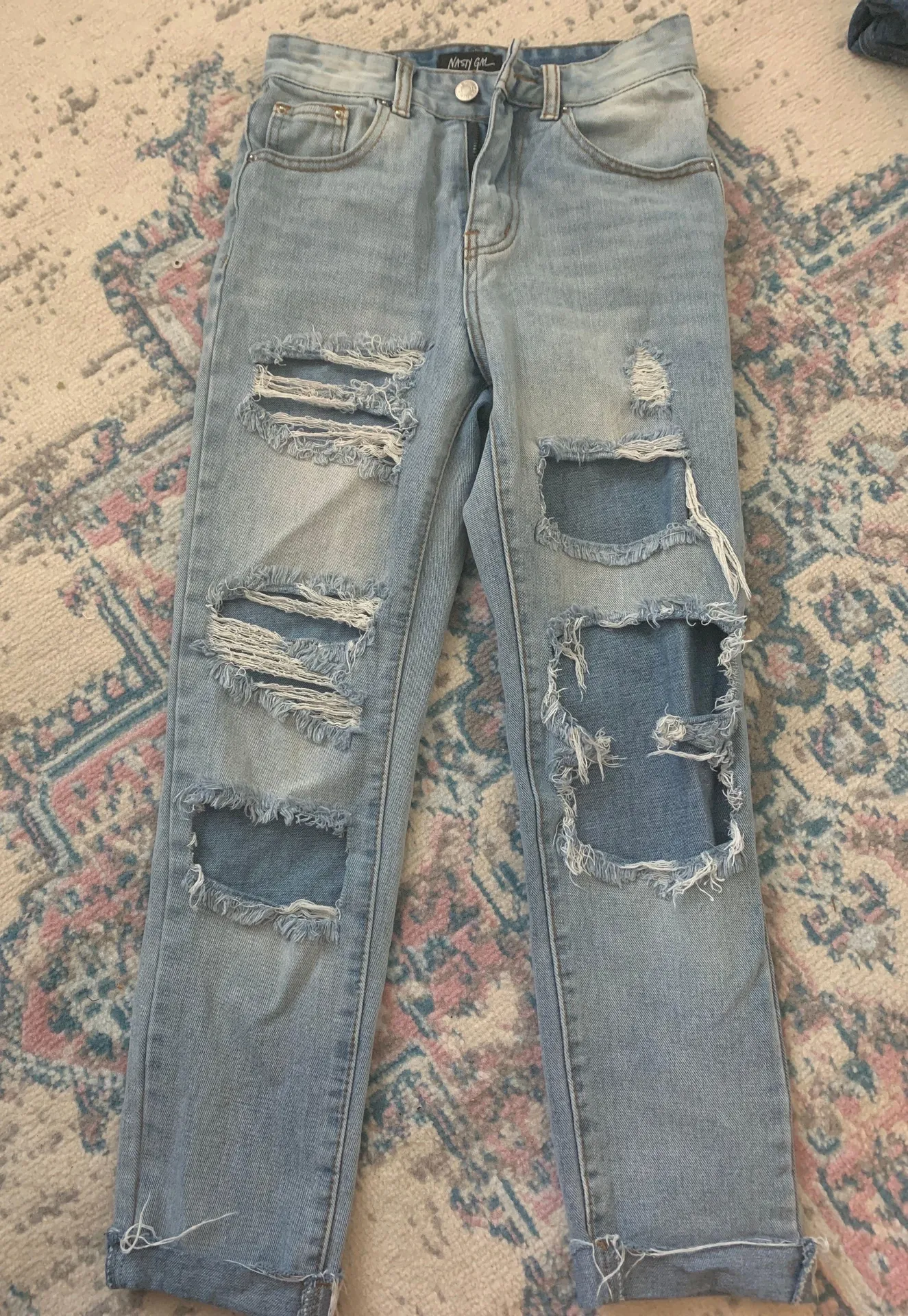Nasty Gal Distressed High Waisted Jeans - Image 2