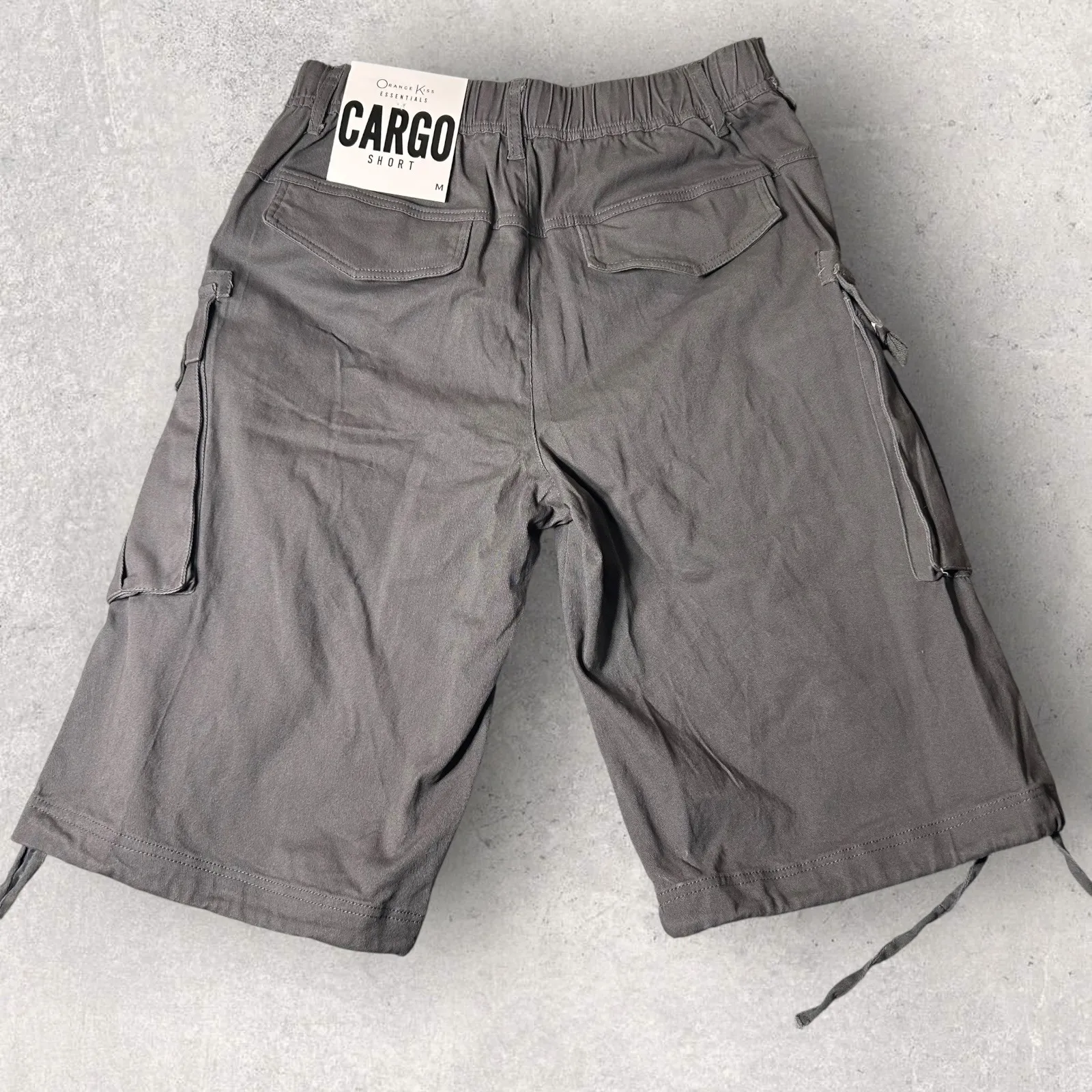 New Orange Kiss Cargo Longline Shorts Womens Juniors‎ M Gray Utility Pockets - Image 4