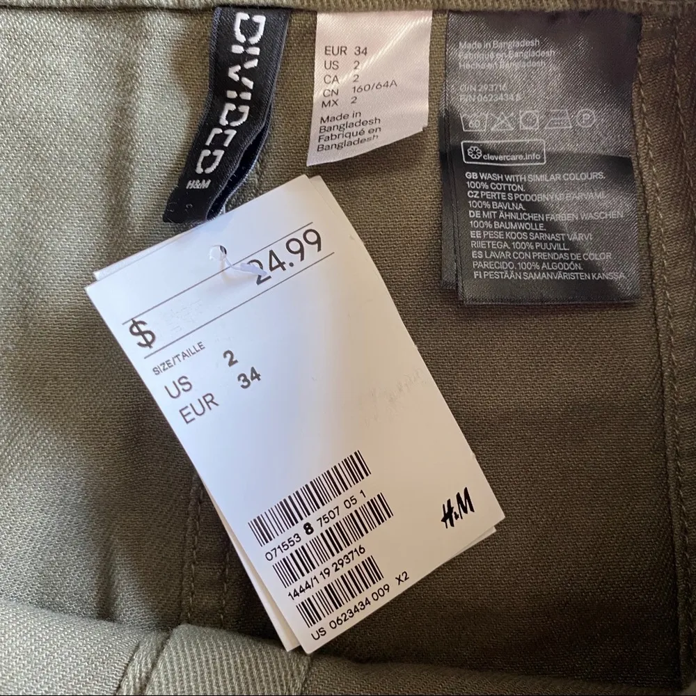 Divided H&M Button Up Skirt Green Sz 2 - Image 4
