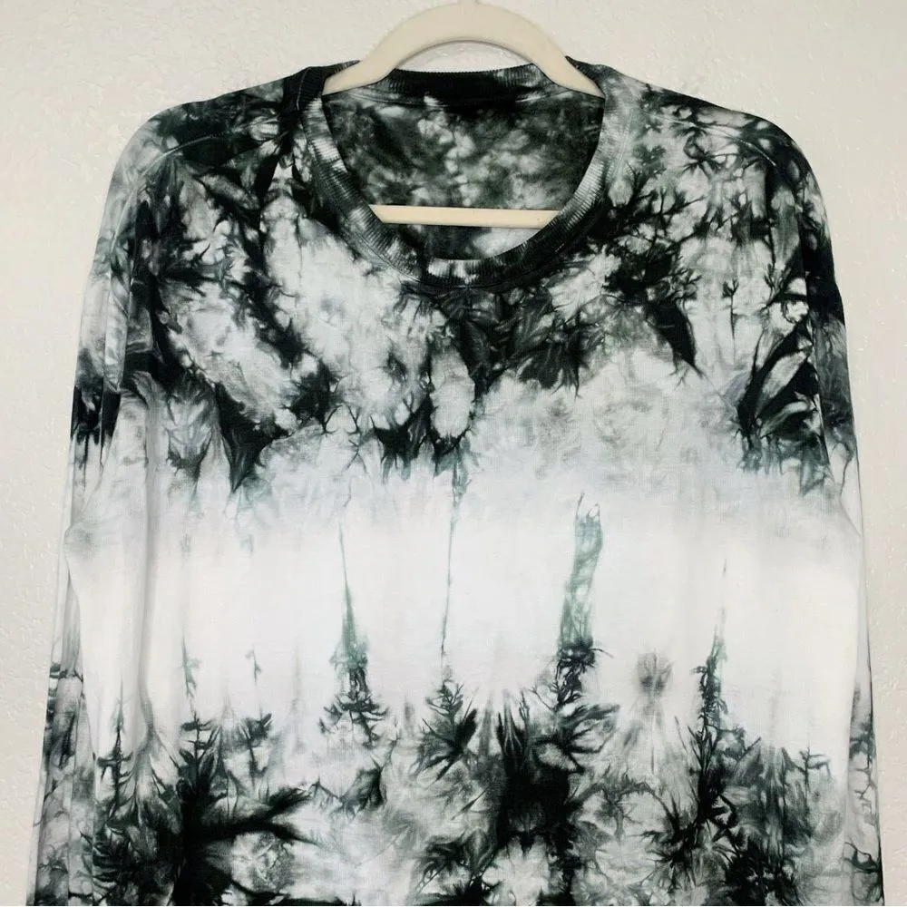 Earth Tie Dye Oversized Crewneck Long Sleeves Pullover Sweatshirt Green Size M - Image 2