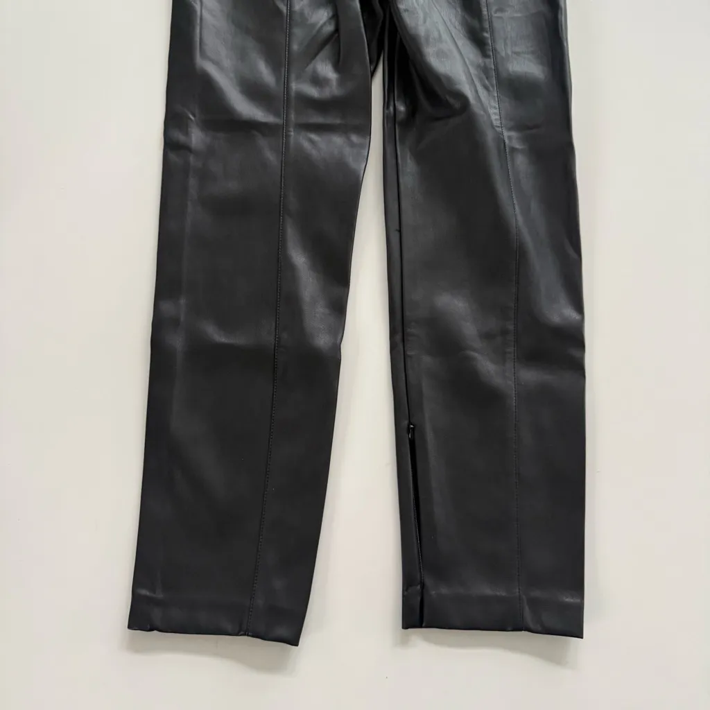Ann Taylor Petite Faux Leather Black Seamed Leggings size 8P - Image 8