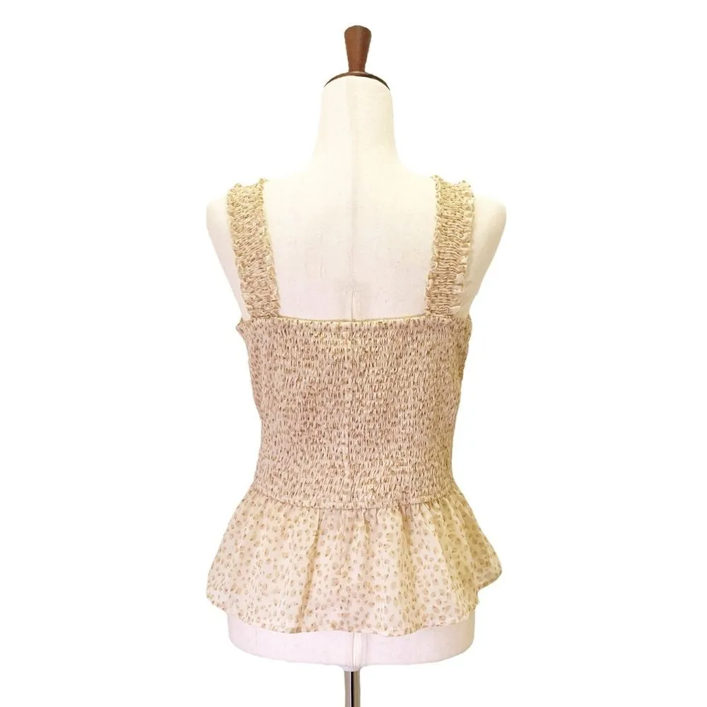 NWT Japna Top Animal Print Smocked Peplum Sleeveless Blouse Women’s Size XL NEW - Image 2