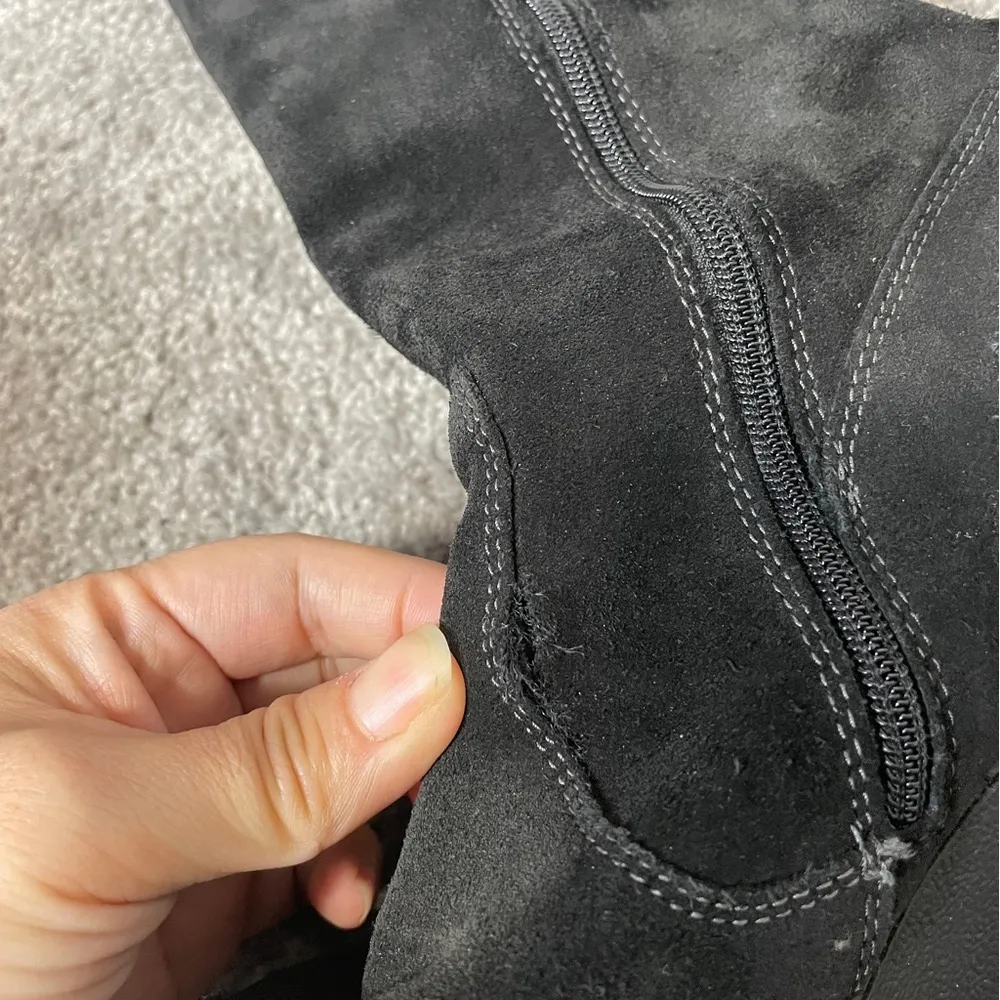 Puma Black Suede Wedge Knee High Boots | Size 6.5  EU 37 | Vintage Sport Goth‎ - Image 10