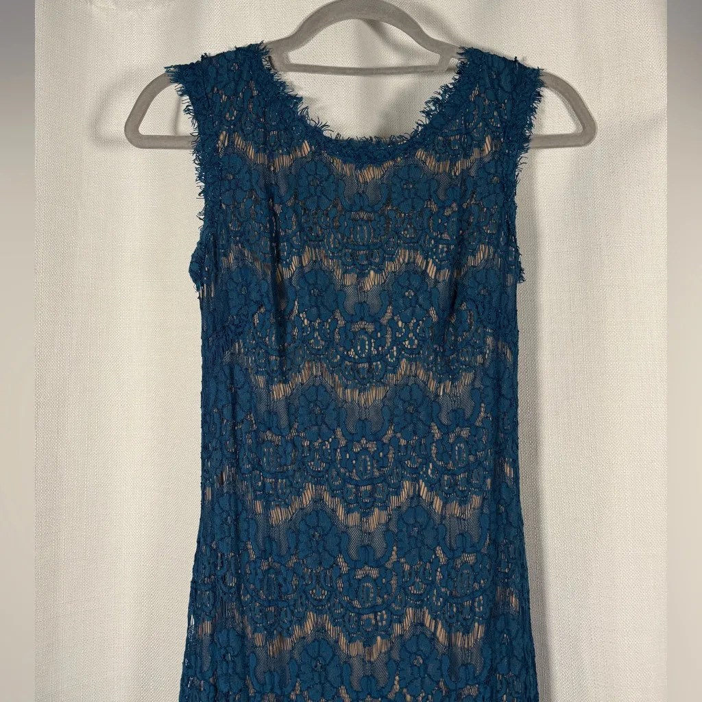 Aqua Dresses Teal Blue Lace Formal Full Length Gown Size 0 - Image 4