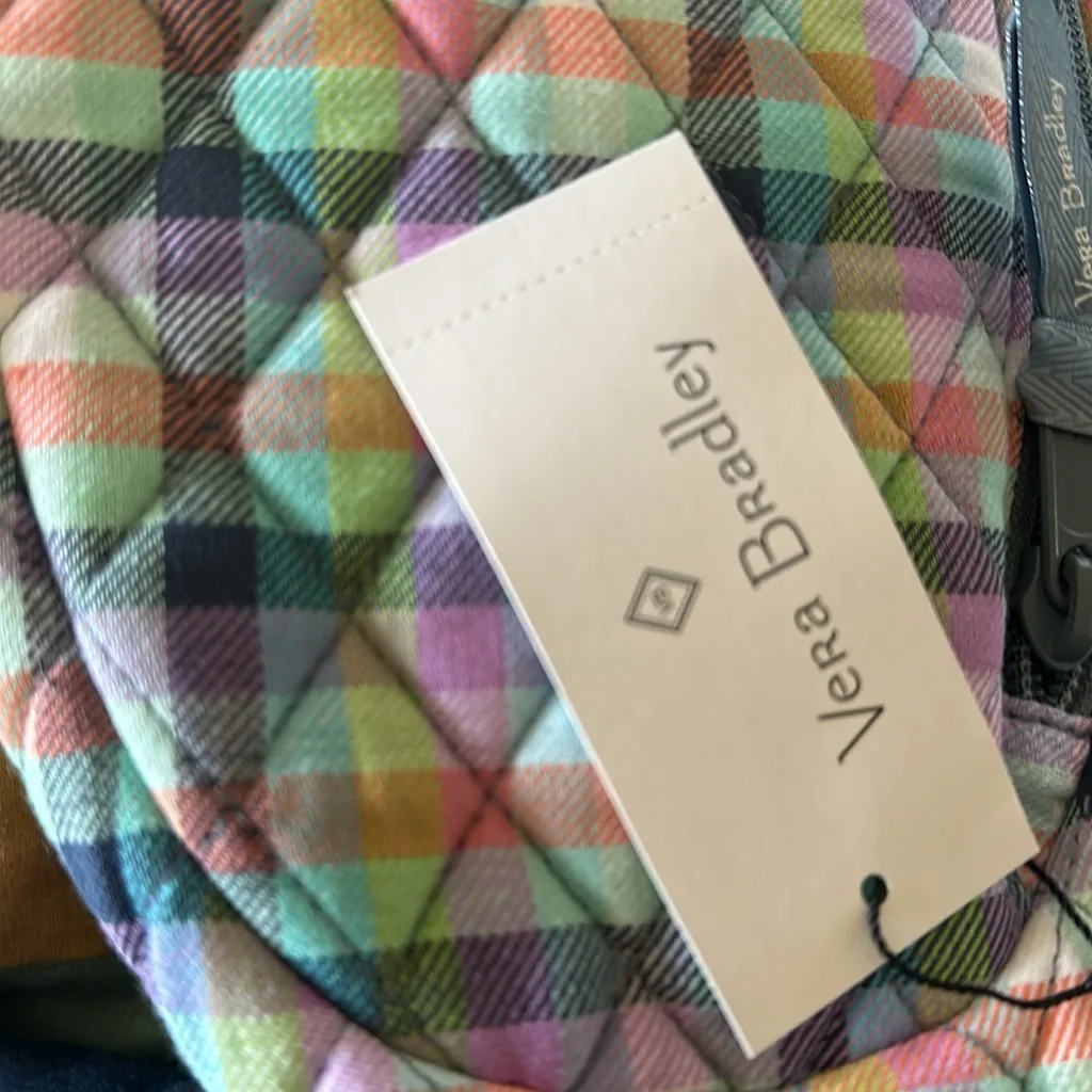 NWT Vera Bradley GINGHAM PLAID Essential Compact 13" Cotton SLING backpack - Image 7