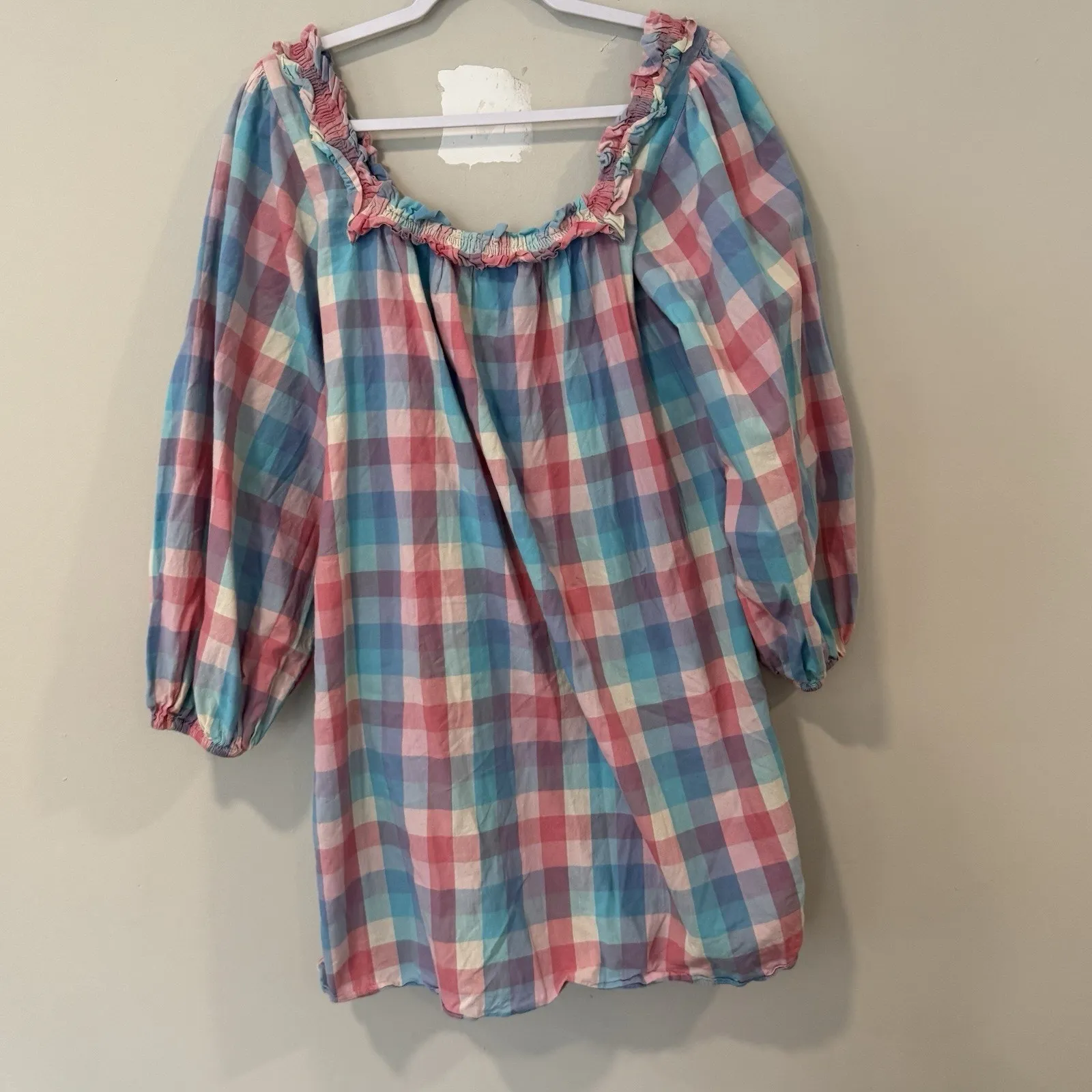 Ophelia & Indigo Anthropologie April Dress in Woven Check Size Medium 2424 Pink - Image 8