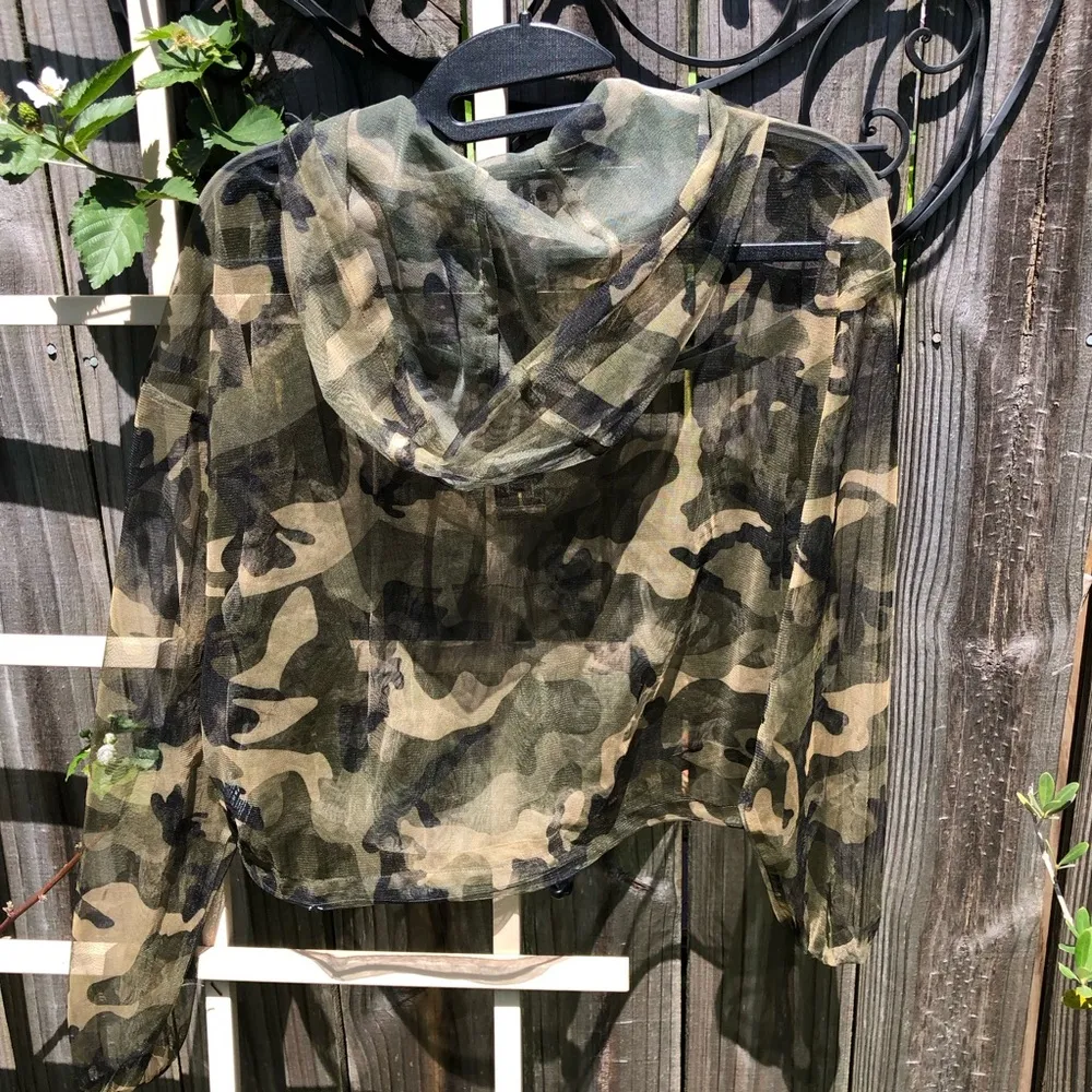 Shinestar Mesh Camo Cinched Cropped Hoodie S - Image 6