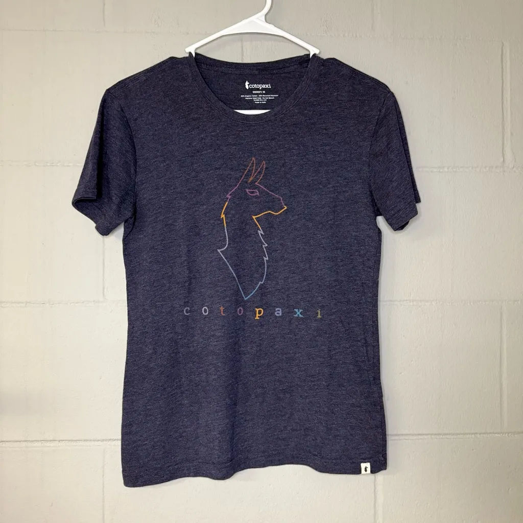 Cotopaxi Women’s Electric Llama T-Shirt in Navy Size XS Organic Cotton Blend - Image 2