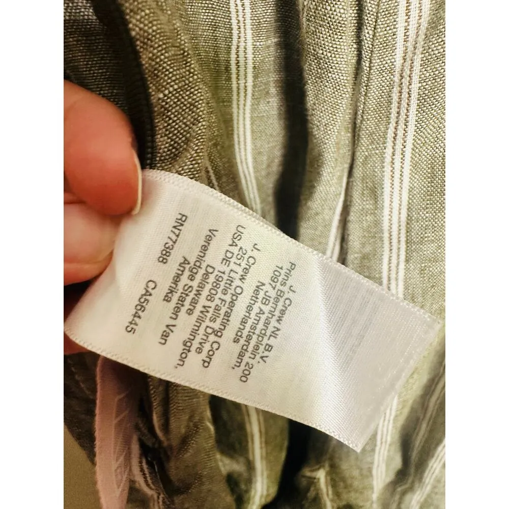 MADEWELL Green Stripe 100% Linen Sweetheart Neckline Campbell Jumpsuit Size 8 - Image 15