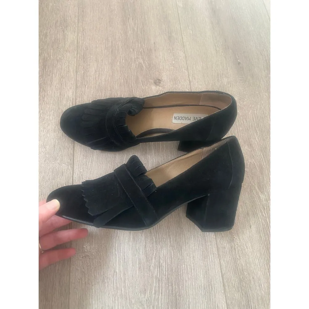 Steve Madden Kate Black Suede Block Heel Pump‎ Size 8 - Image 3